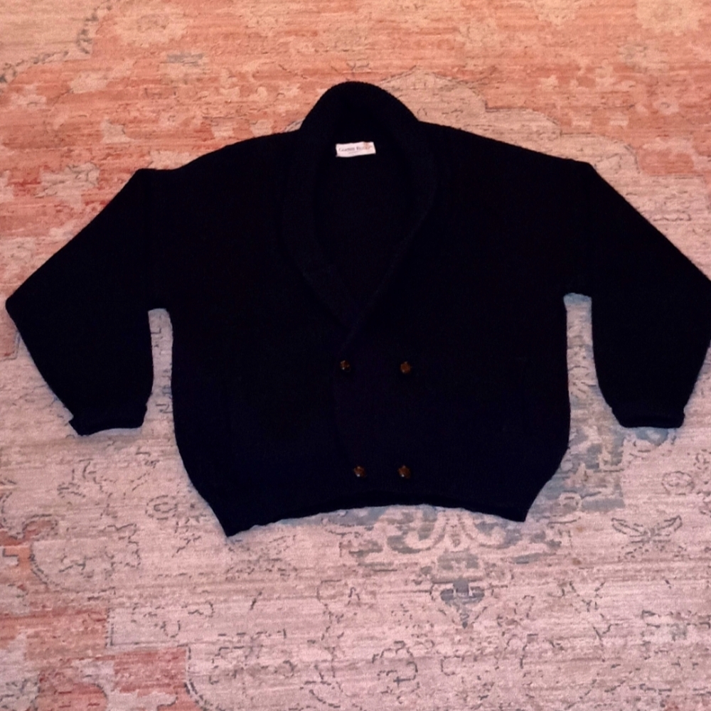 Vintage Gianni Bugli Navy  Double breasted Grandpa cardigan XL
